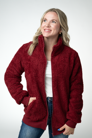 WAREHOUSE ONLY Skylar Sherpa Fullzip - Cranberry