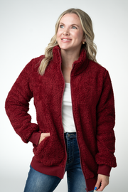 WAREHOUSE ONLY Skylar Sherpa Fullzip - Cranberry