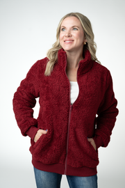 WAREHOUSE ONLY Skylar Sherpa Fullzip - Cranberry