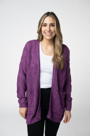 WAREHOUSE ONLY Open Knit Cardigan - Purple