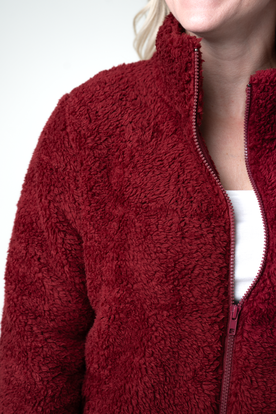 WAREHOUSE ONLY Skylar Sherpa Fullzip - Cranberry