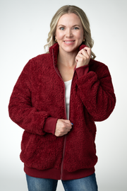 WAREHOUSE ONLY Skylar Sherpa Fullzip - Cranberry