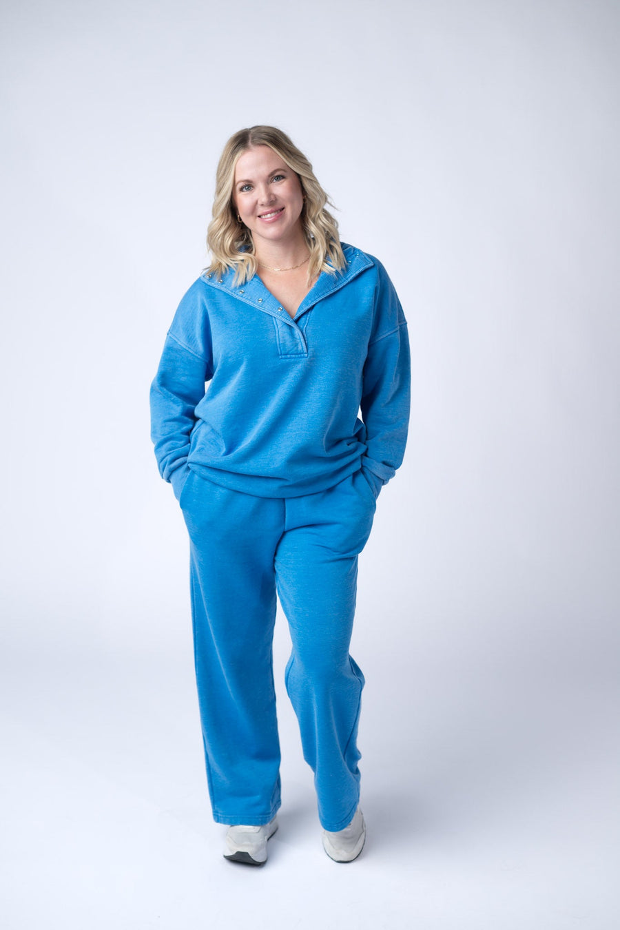 WAREHOUSE Jesse Vintage Wash Snap Pullover - Winter Blue