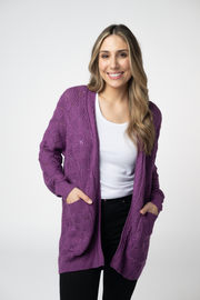 WAREHOUSE ONLY Open Knit Cardigan - Purple