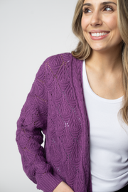 WAREHOUSE ONLY Open Knit Cardigan - Purple