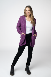 WAREHOUSE ONLY Open Knit Cardigan - Purple