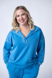 WAREHOUSE Jesse Vintage Wash Snap Pullover - Winter Blue