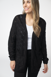 WAREHOUSE ONLY Open Knit Cardigan - Black