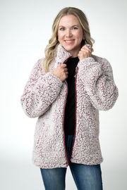 WAREHOUSE ONLY Two Tone Fullzip Sherpa - Cranberry and White
