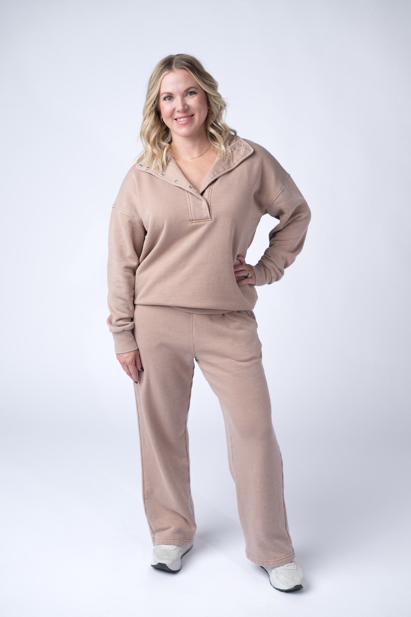 WAREHOUSE Wide Leg Vintage Wash Bottoms - Tan