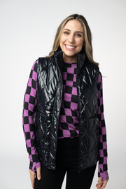 WAREHOUSE ONLY Remy Zip Up Vest - Shiny Black