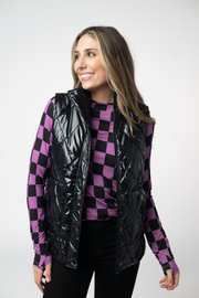 WAREHOUSE ONLY Remy Zip Up Vest - Shiny Black