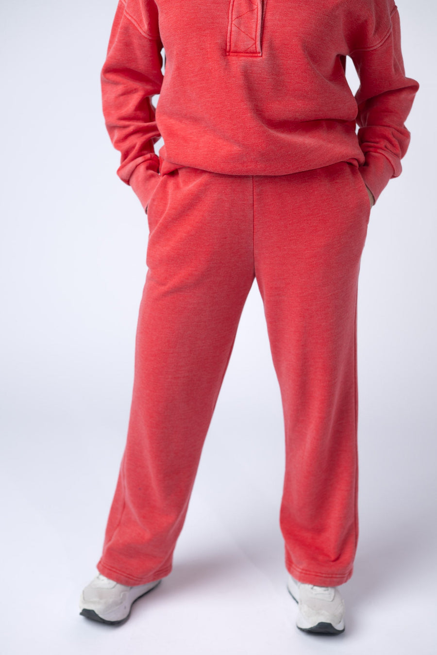 WAREHOUSE Wide Leg Vintage Wash Bottoms - Red