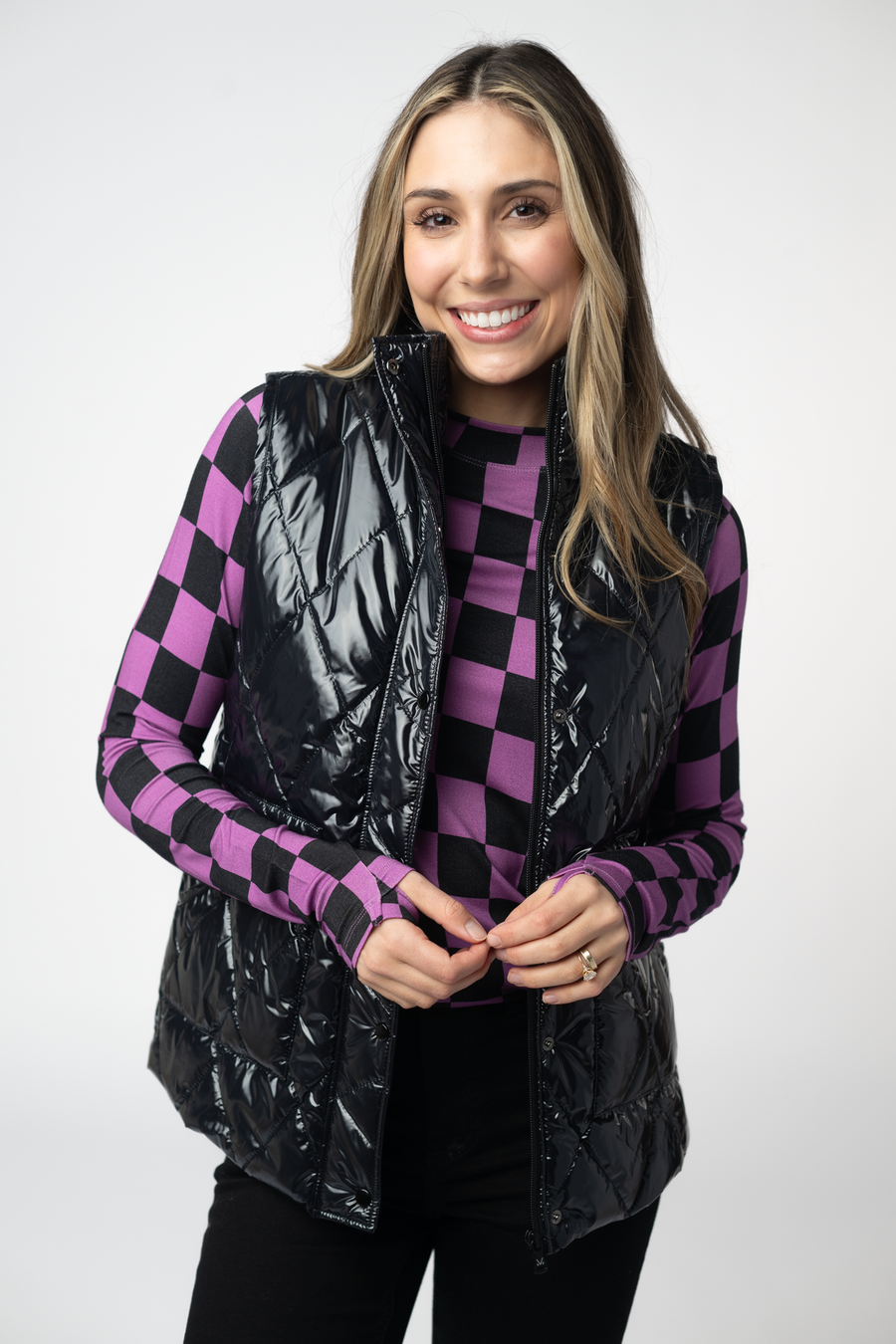 WAREHOUSE ONLY Remy Zip Up Vest - Shiny Black