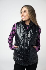 WAREHOUSE ONLY Remy Zip Up Vest - Shiny Black