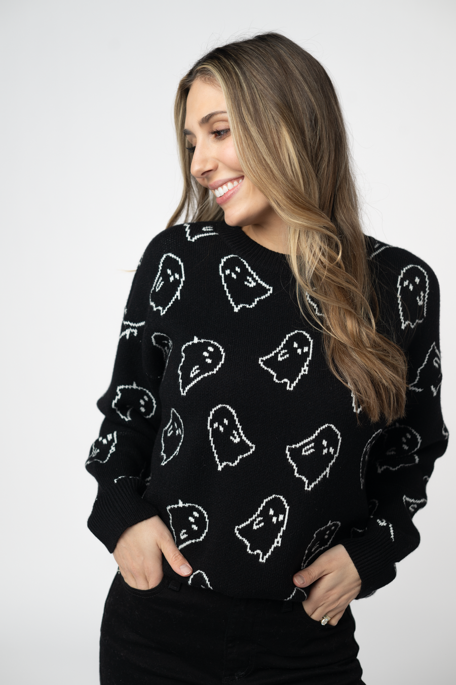 WAREHOUSE ONLY Ghost Pullover Sweater - Midnight Ghosts