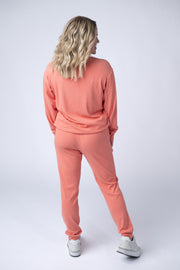 WAREHOUSE Corrine Ribbed Pullover Top - Coral