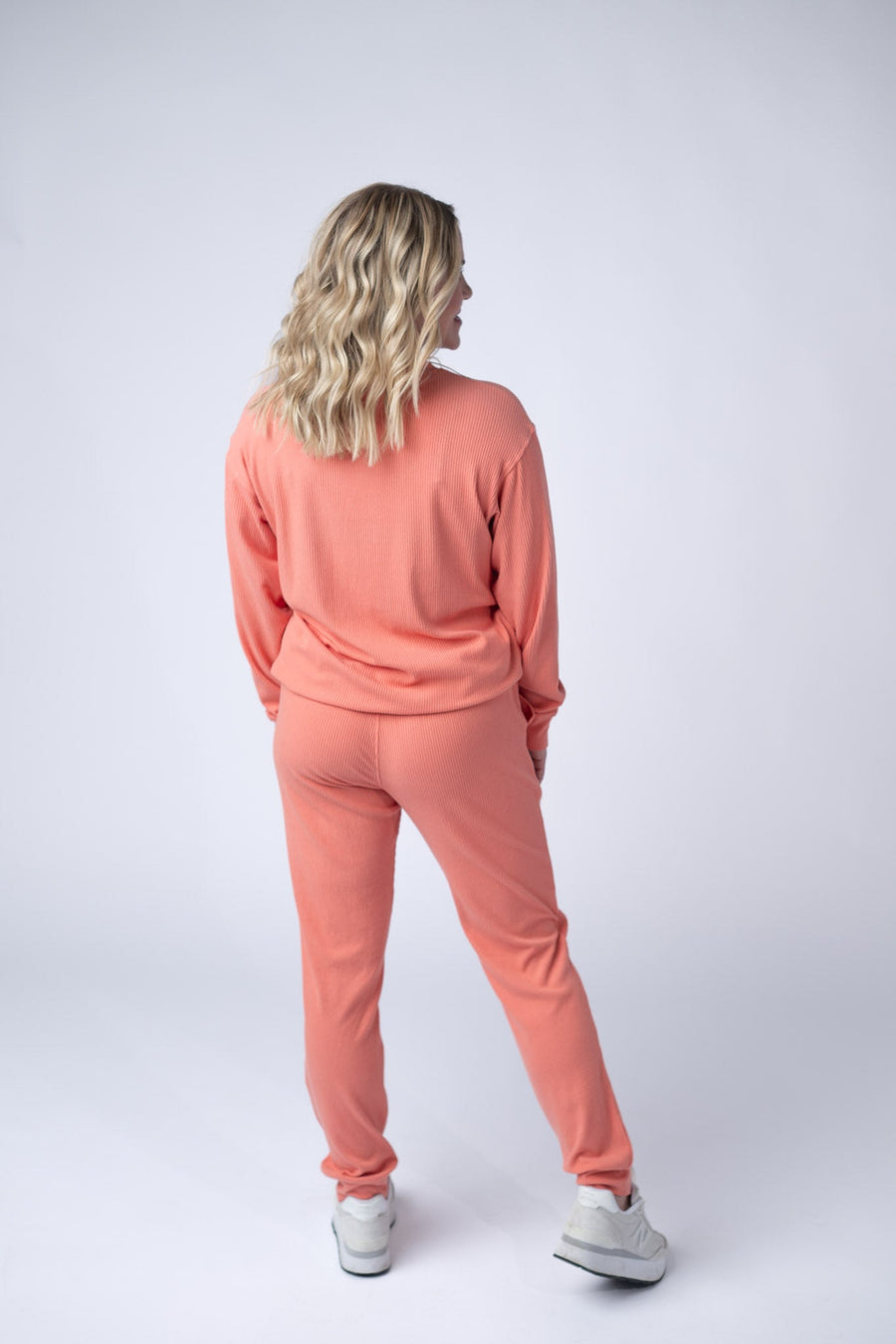 WAREHOUSE Corrine Ribbed Pullover Top - Coral