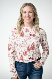 WAREHOUSE ONLY Blair Long Sleeve Top - Cranberry Woodland