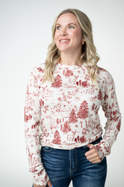 WAREHOUSE ONLY Blair Long Sleeve Top - Cranberry Woodland
