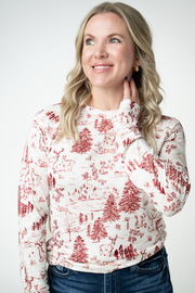 WAREHOUSE ONLY Blair Long Sleeve Top - Cranberry Woodland