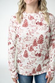 WAREHOUSE ONLY Blair Long Sleeve Top - Cranberry Woodland