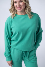 WAREHOUSE Corrine Ribbed Pullover Top - Emerald