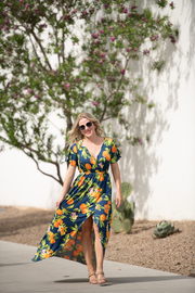 WAREHOUSE ONLY Harley High-Low Dress - Navy Citrus FINAL SALE
