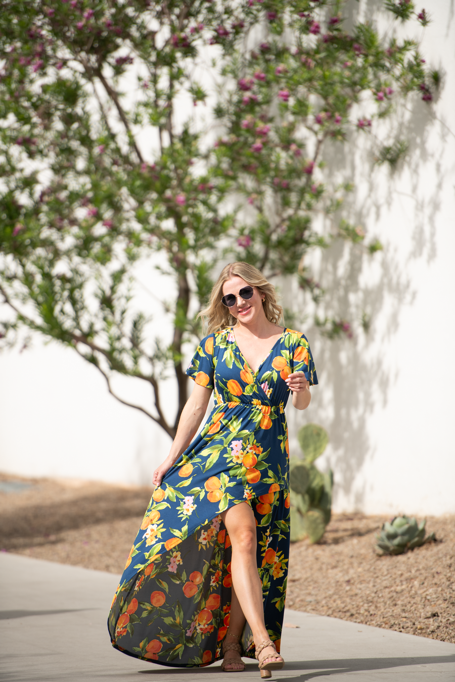 WAREHOUSE ONLY Harley High-Low Dress - Navy Citrus FINAL SALE