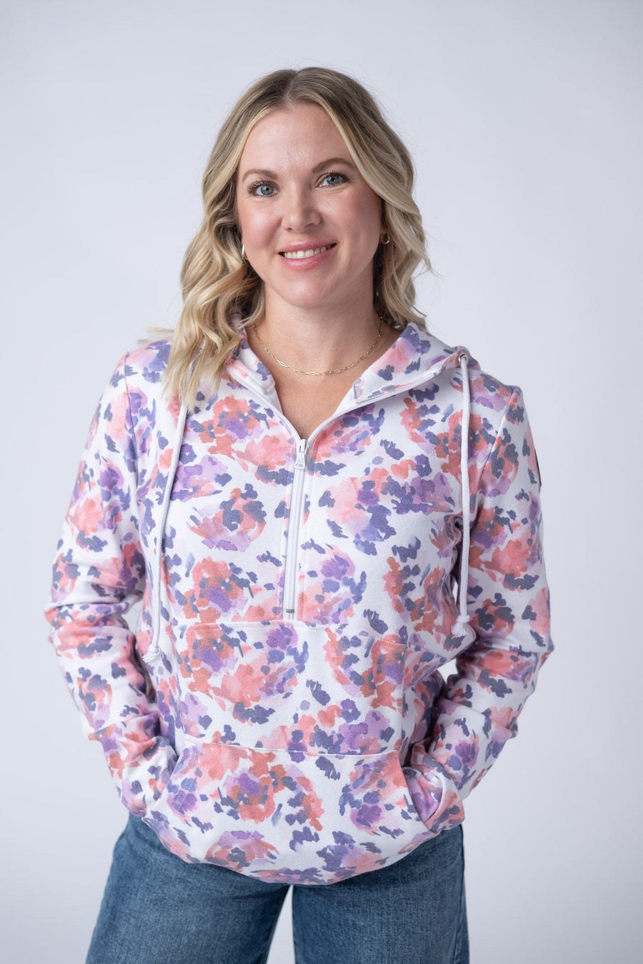 WAREHOUSE HalfZip Hoodie - Purple Abstract