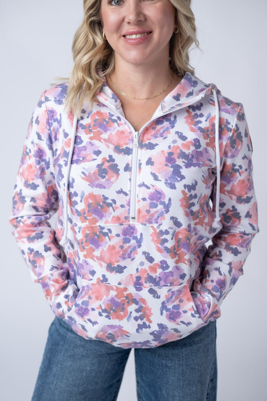 WAREHOUSE HalfZip Hoodie - Purple Abstract