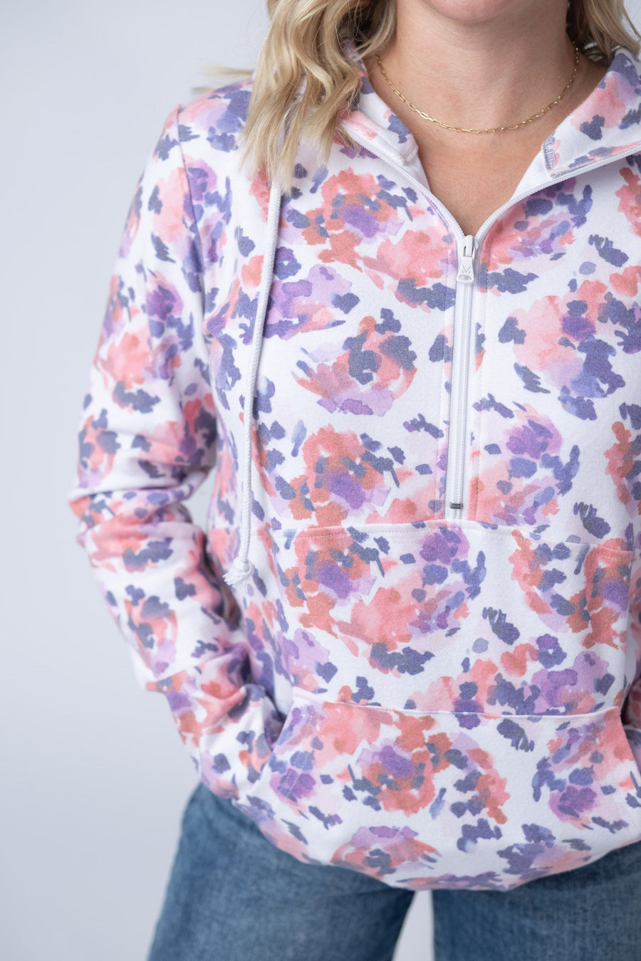 WAREHOUSE HalfZip Hoodie - Purple Abstract