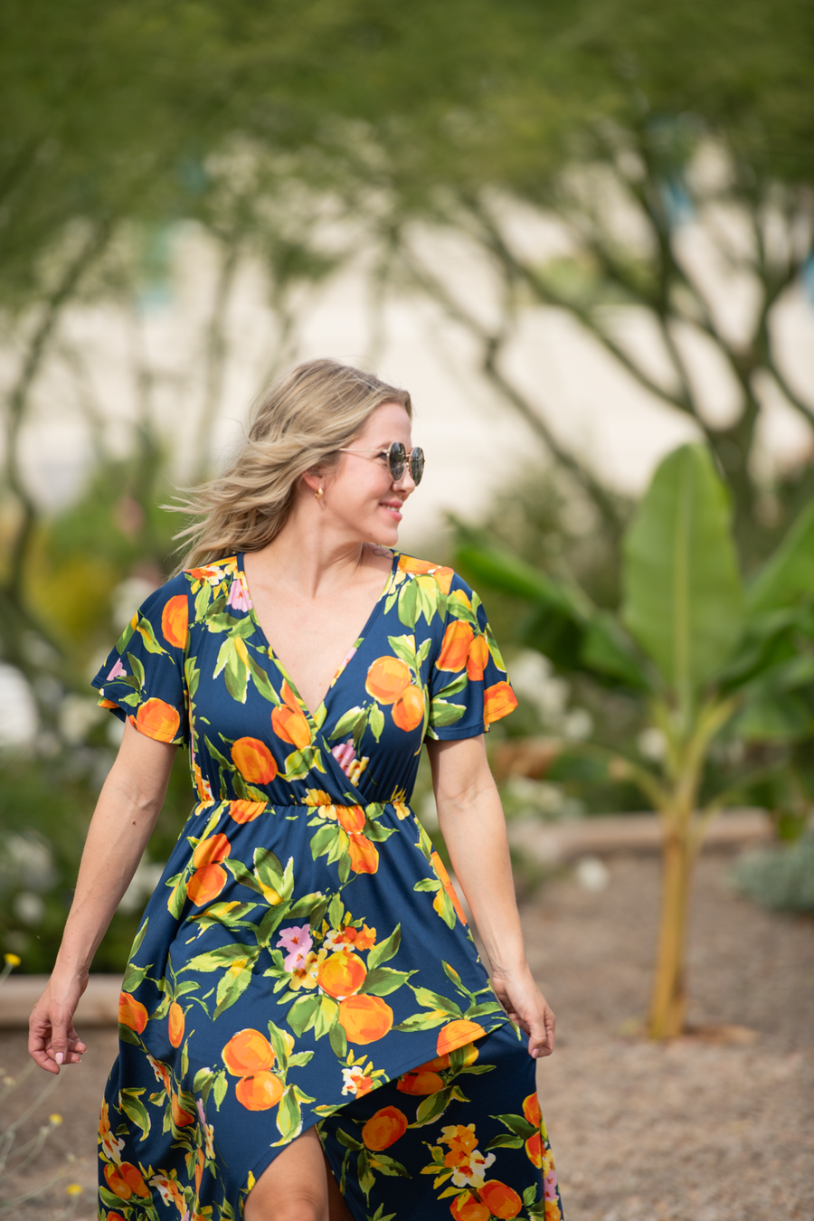 WAREHOUSE ONLY Harley High-Low Dress - Navy Citrus FINAL SALE