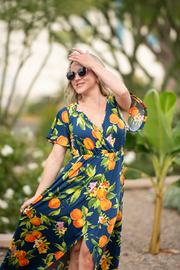 WAREHOUSE ONLY Harley High-Low Dress - Navy Citrus FINAL SALE