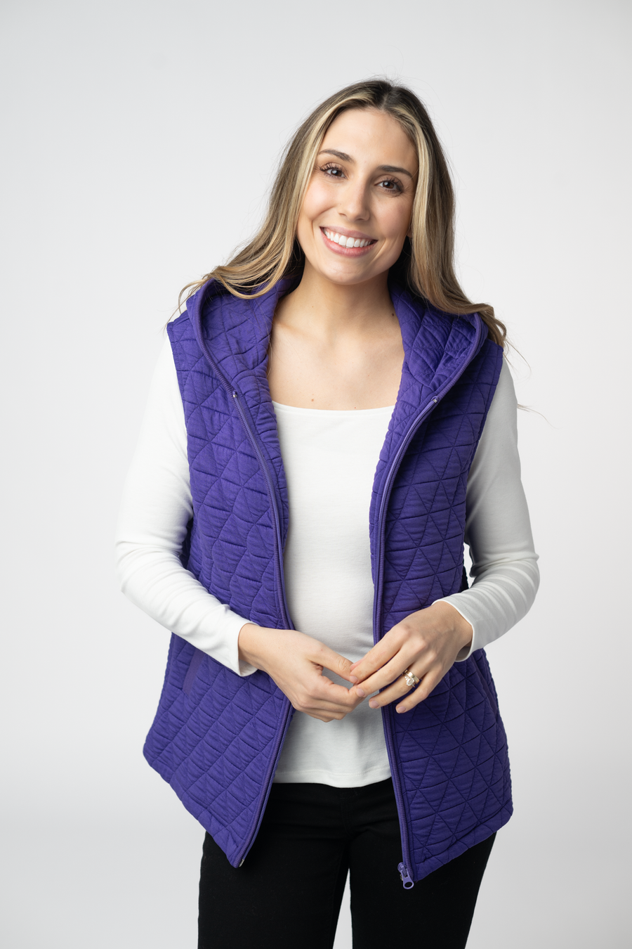 WAREHOUSE ONLY Heather Geometric Hooded Vest - Purple