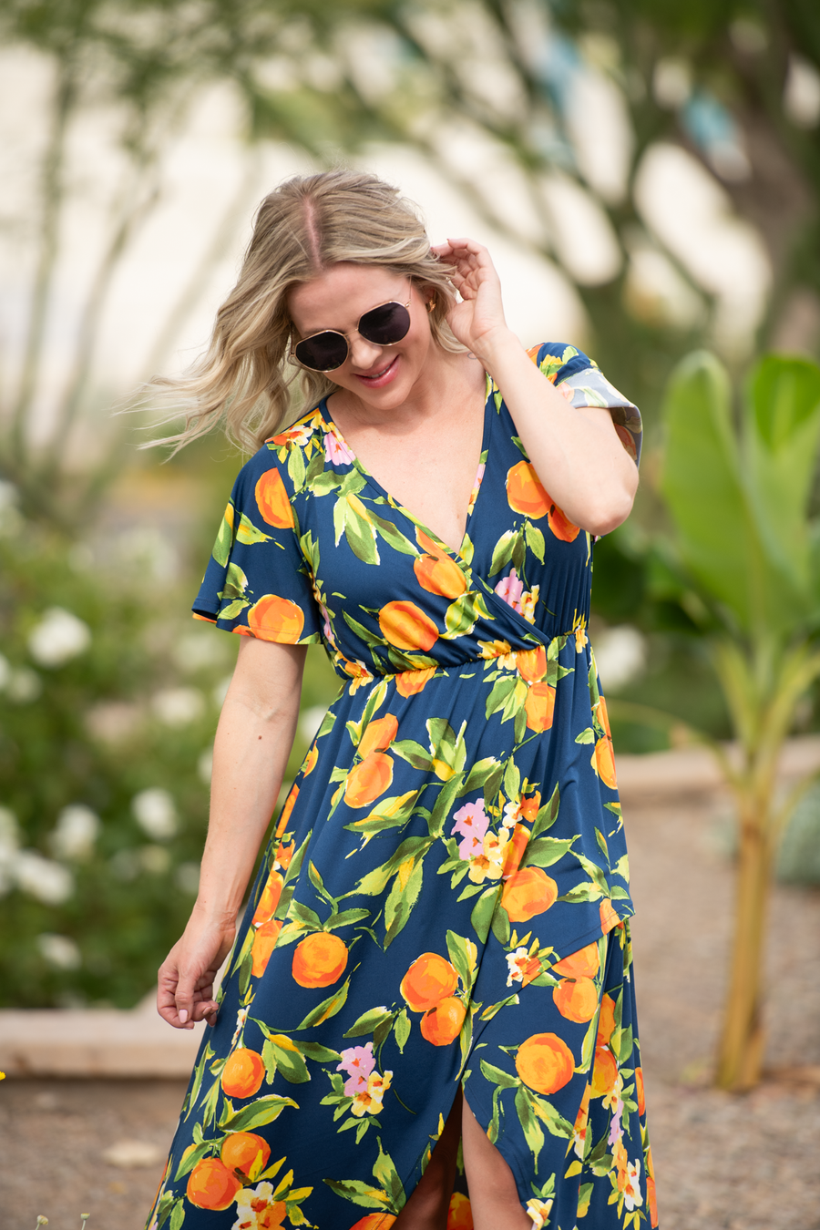 WAREHOUSE ONLY Harley High-Low Dress - Navy Citrus FINAL SALE