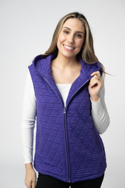 WAREHOUSE ONLY Heather Geometric Hooded Vest - Purple