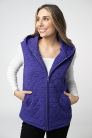 WAREHOUSE ONLY Heather Geometric Hooded Vest - Purple