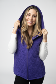 WAREHOUSE ONLY Heather Geometric Hooded Vest - Purple