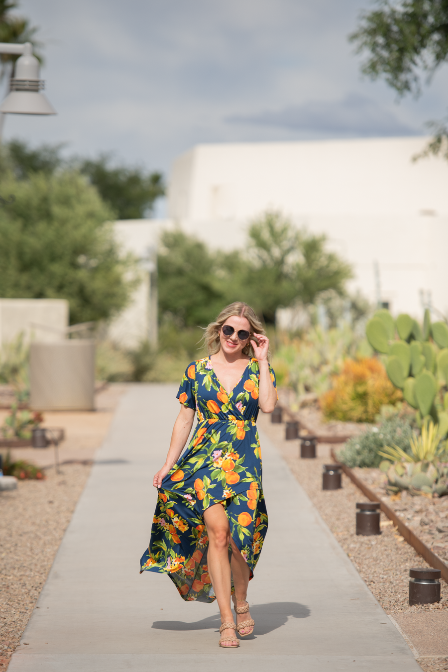 WAREHOUSE ONLY Harley High-Low Dress - Navy Citrus FINAL SALE