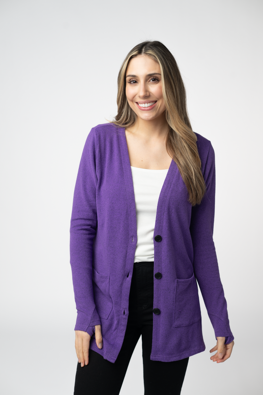 WAREHOUSE ONLY Cori Cardigan - Heathered Purple