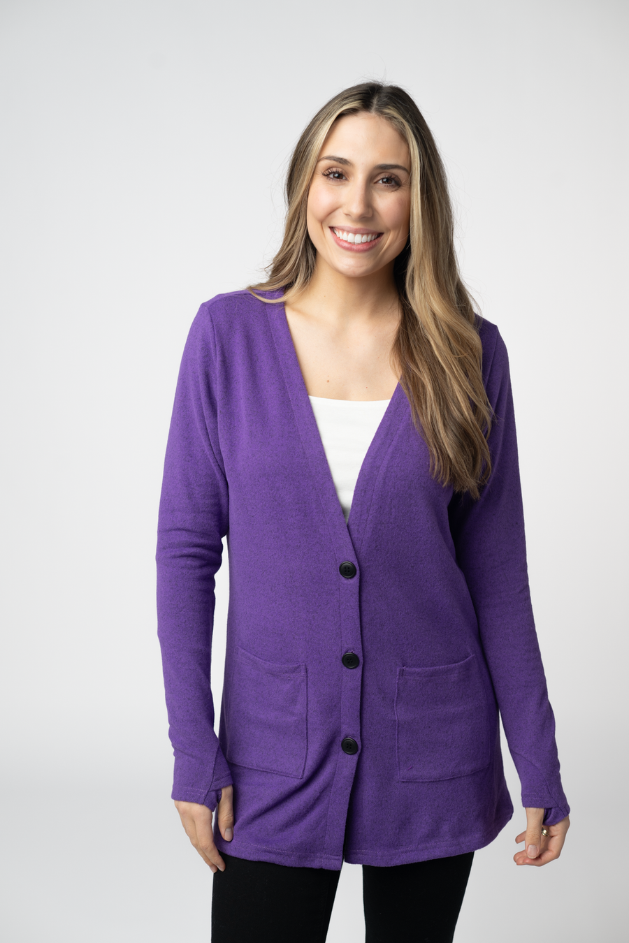 WAREHOUSE ONLY Cori Cardigan - Heathered Purple