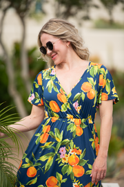 WAREHOUSE ONLY Harley High-Low Dress - Navy Citrus FINAL SALE