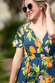 WAREHOUSE ONLY Harley High-Low Dress - Navy Citrus FINAL SALE