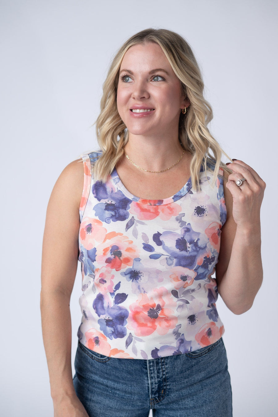 WAREHOUSE Ava Tank - Sunset Watercolor Floral