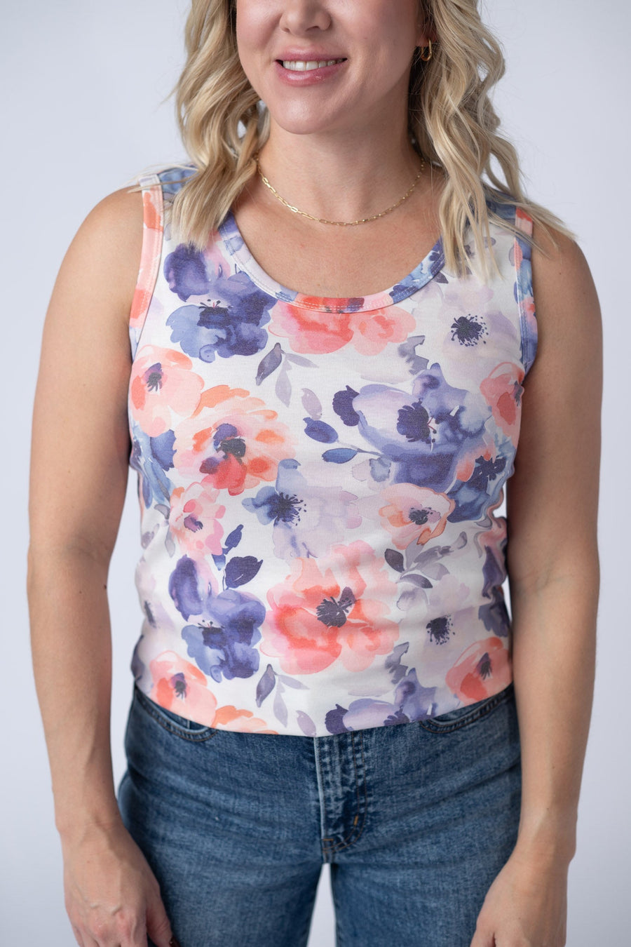 WAREHOUSE Ava Tank - Sunset Watercolor Floral