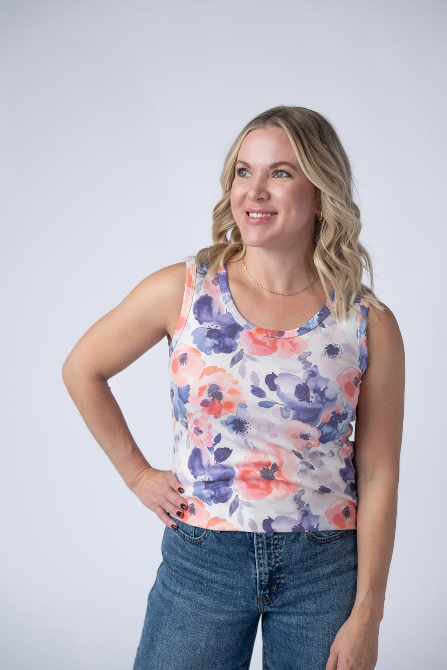 WAREHOUSE Ava Tank - Sunset Watercolor Floral