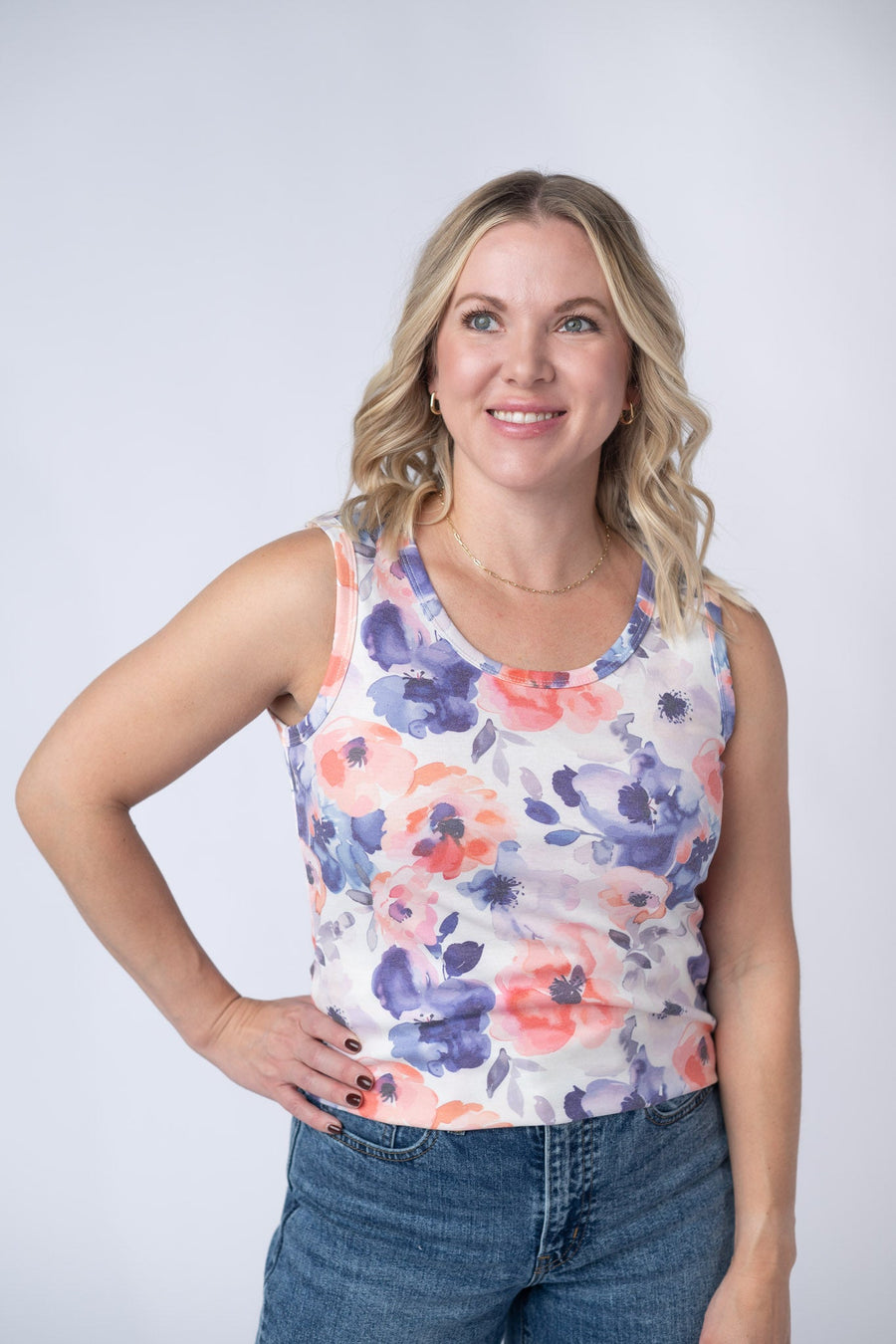 WAREHOUSE Ava Tank - Sunset Watercolor Floral