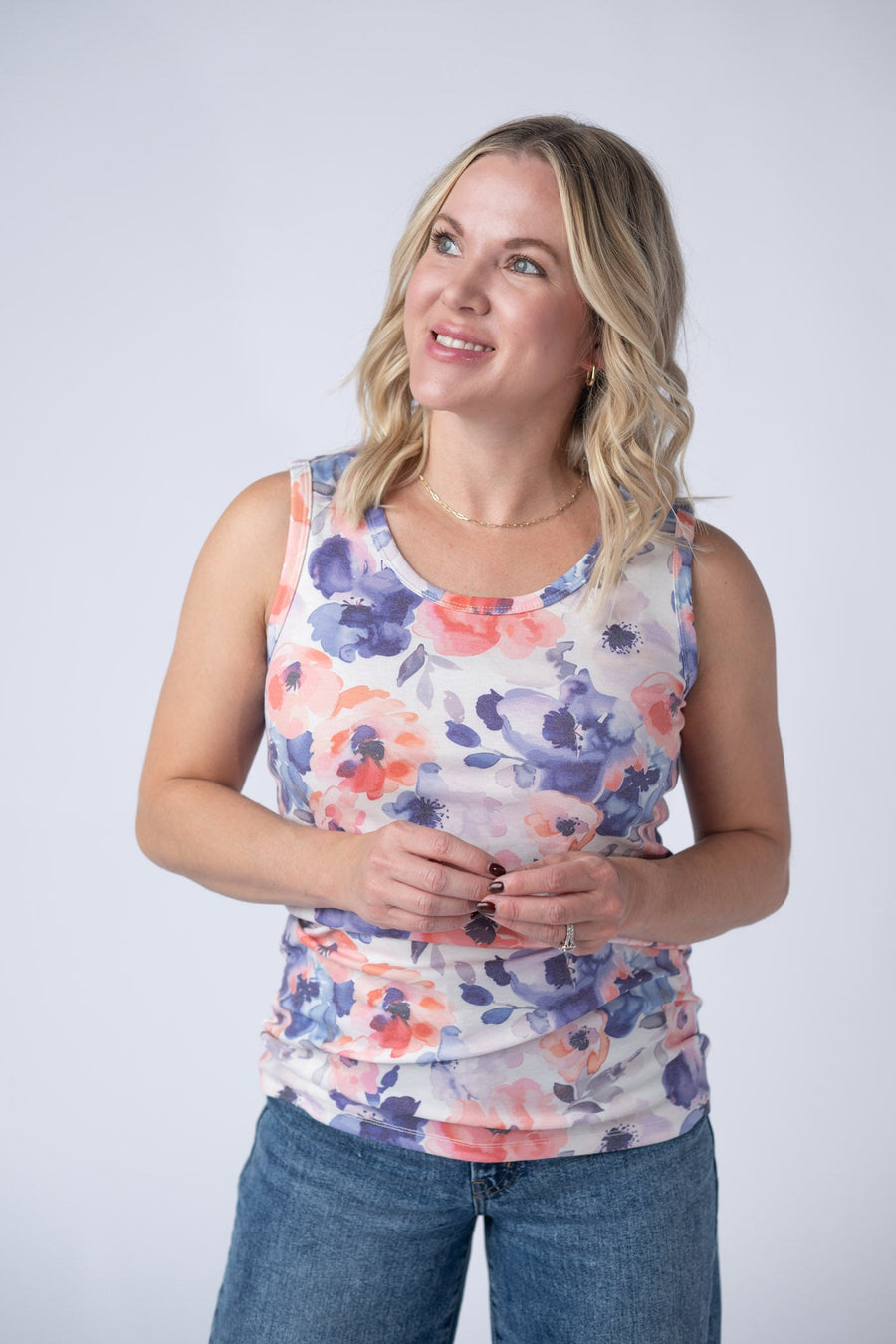 WAREHOUSE Ava Tank - Sunset Watercolor Floral