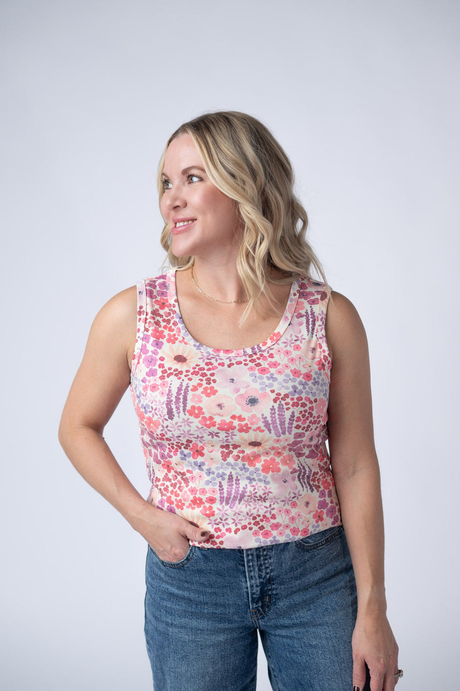 WAREHOUSE Ava Tank - Coral Sunset Floral